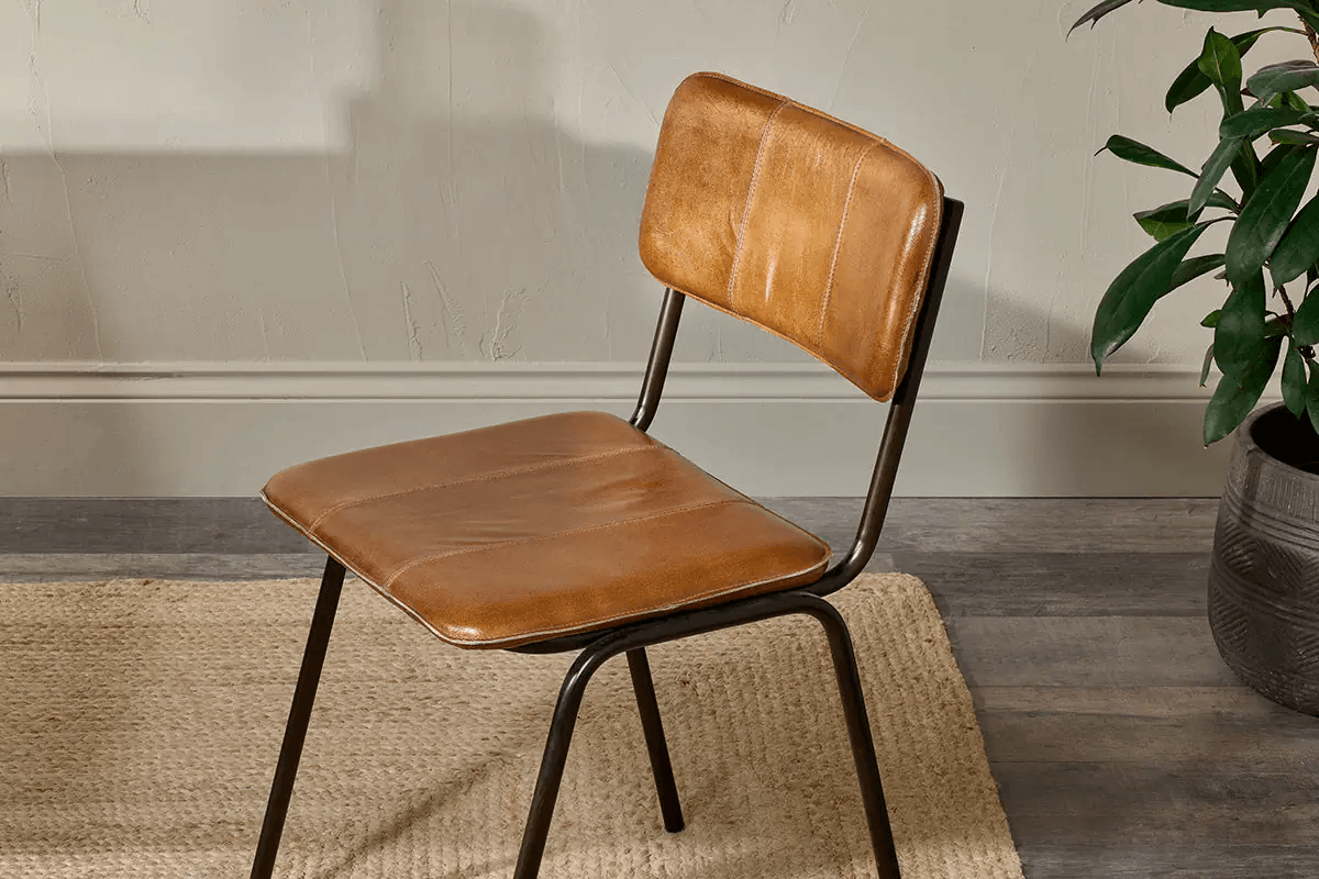 Nkuku - Ukari Leather Dining Chair - Aged Tan