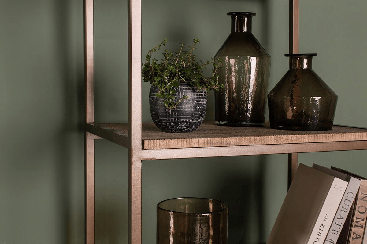Nkuku - Marjori Mango Wood And Iron Standing Shelves - Narrow