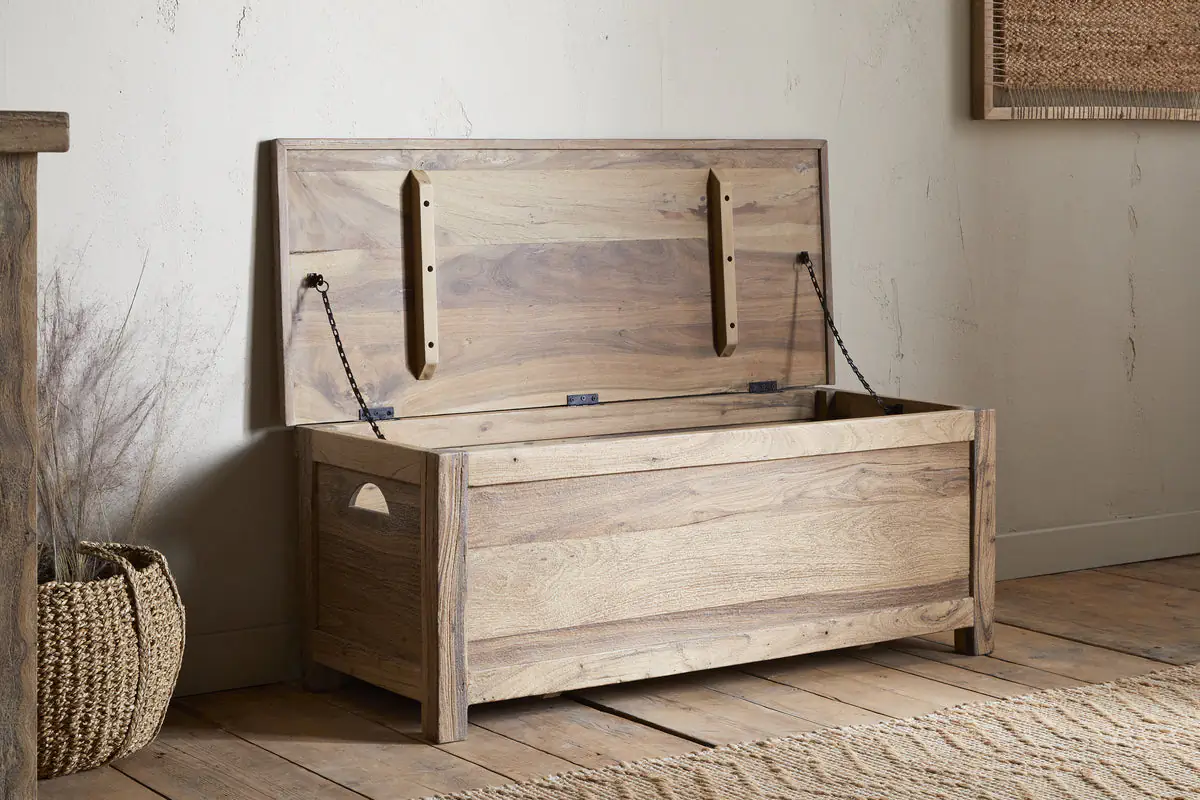 Nkuku - Karadi Reclaimed Wood Storage Bench - Natural