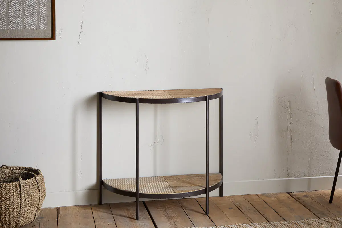 Nkuku - Aasha Mango Wood Half Moon Console Table - Natural