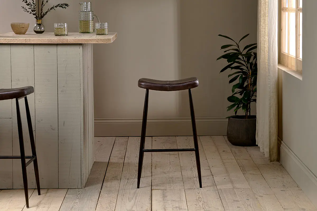 Nkuku - Samaira Leather Counter Stool - Dark Brown