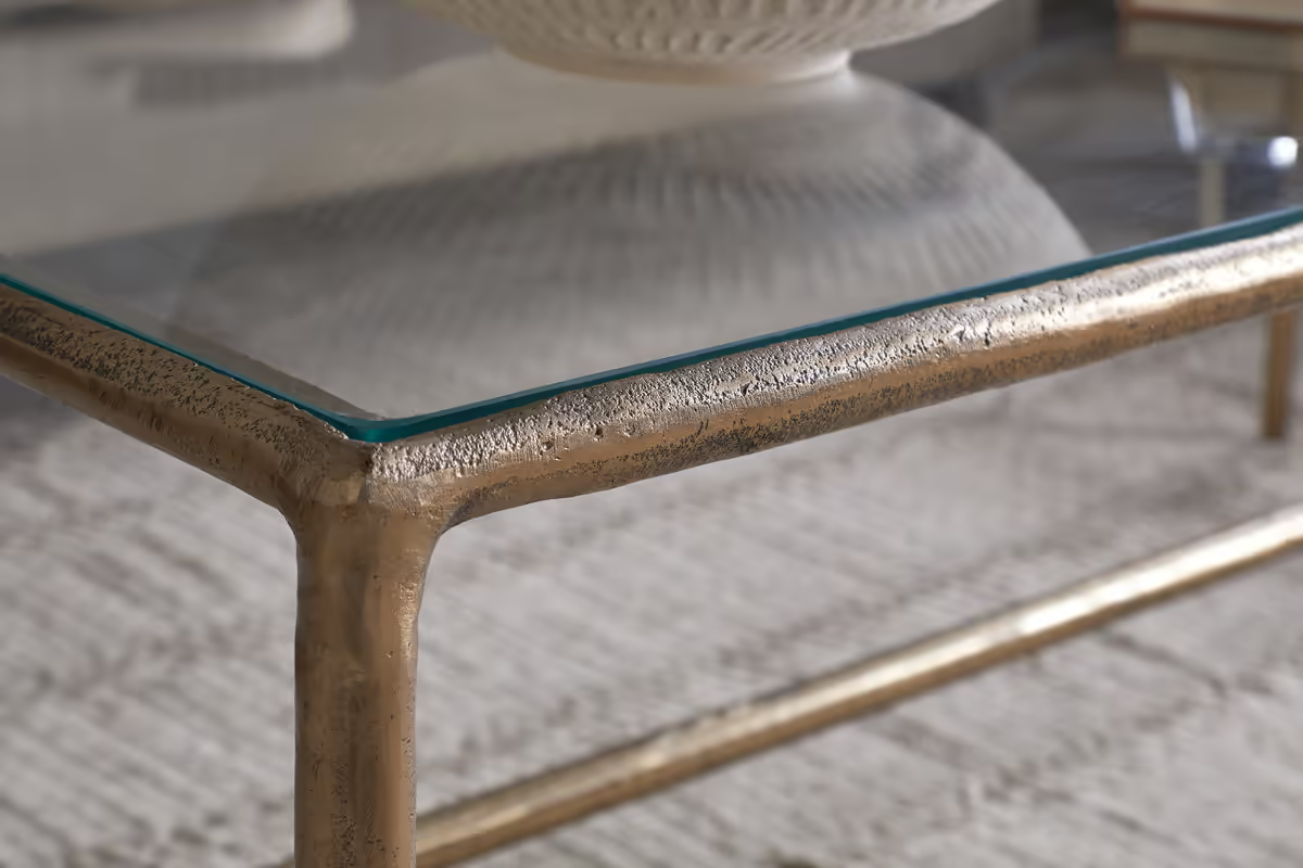 Nkuku - Gilasi Cast Metal & Glass Coffee Table - Antique Brass