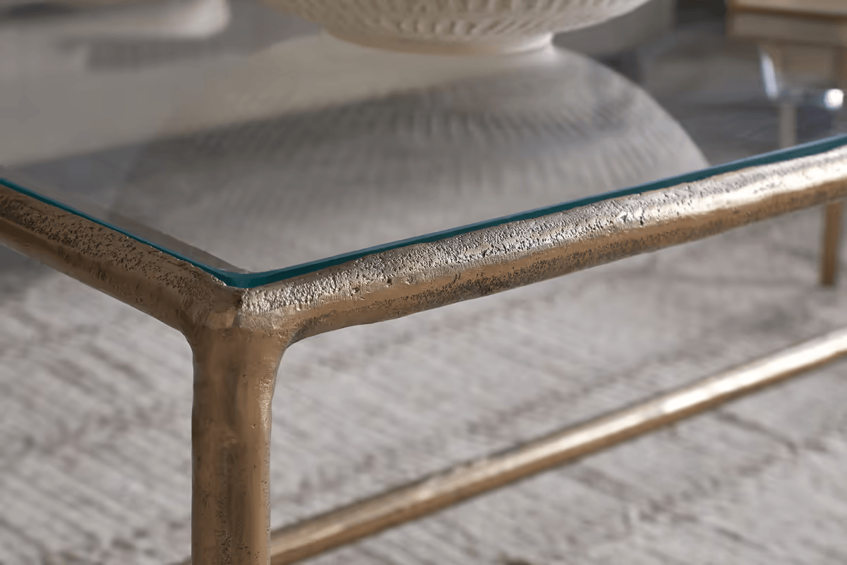 Nkuku - Gilasi Cast Metal & Glass Coffee Table - Antique Brass