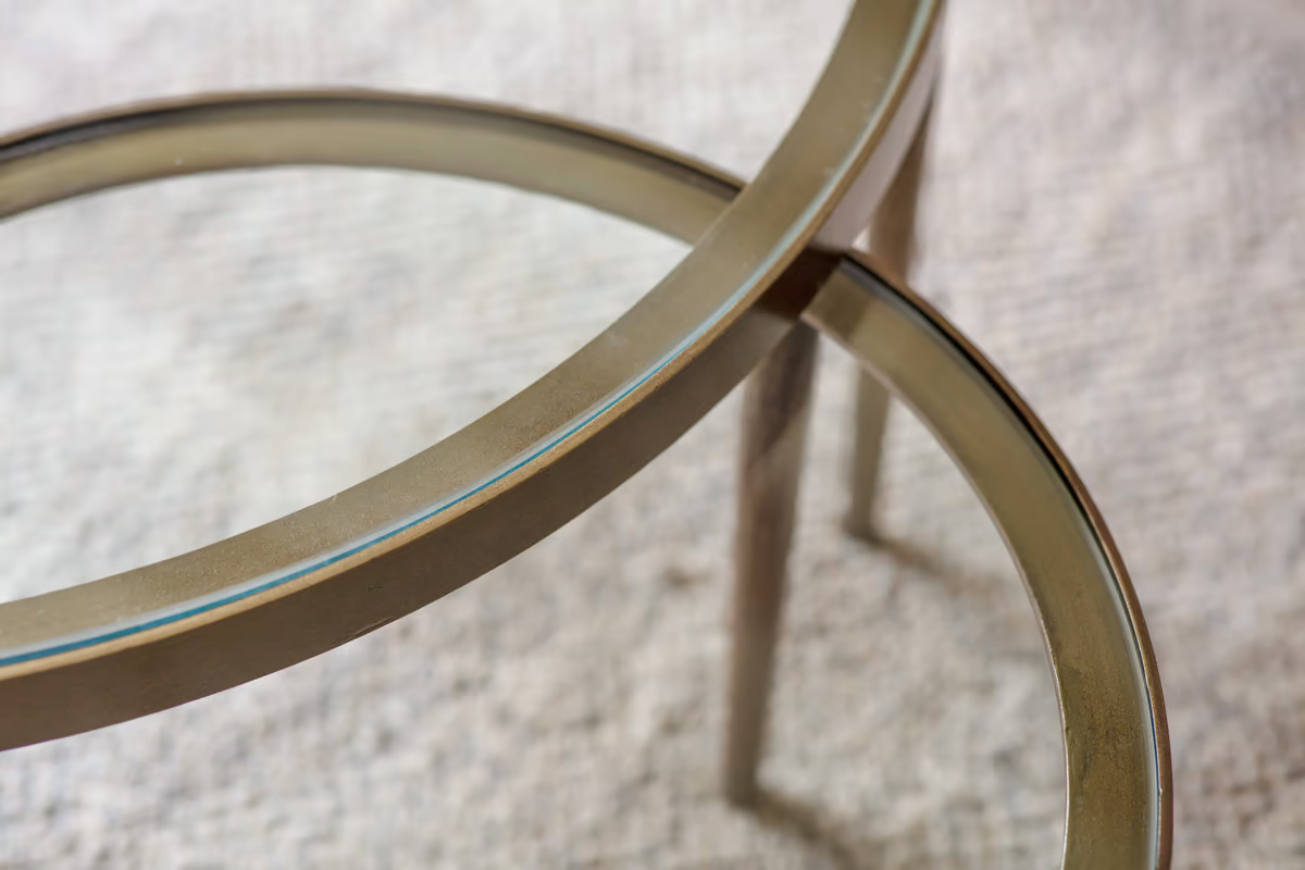 Nkuku - Jiya Iron & Glass Nested Coffee Tables - Brass