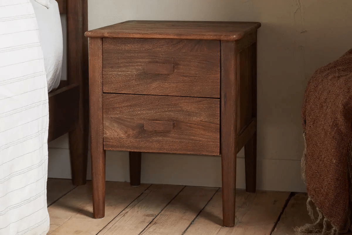 Nkuku - Anbu Acacia Bedside Table - Washed Walnut