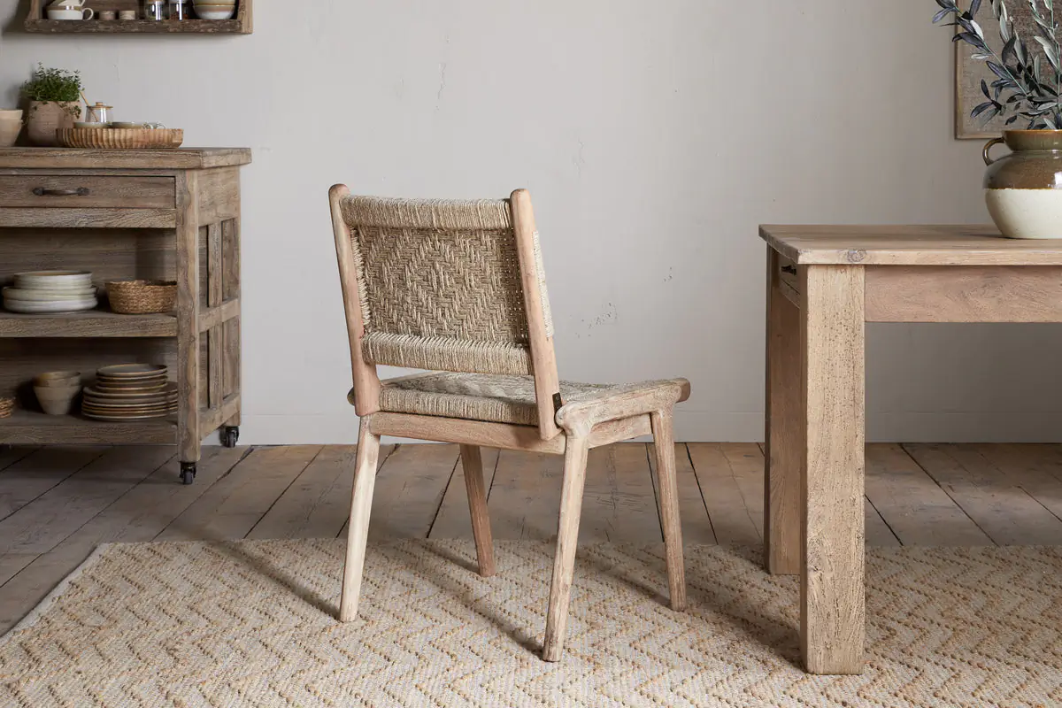 Nkuku - Vinay Woven Armless Dining Chair - Natural