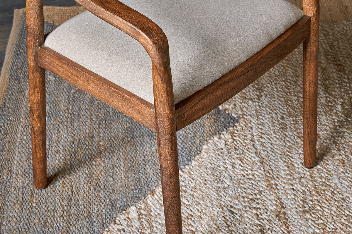 Nkuku - Anbu Acacia Upholstered Dining Chair - Washed Walnut