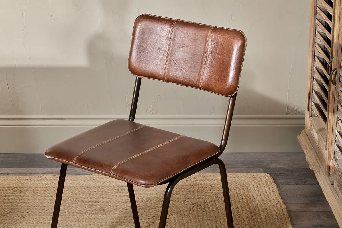 Nkuku - Ukari Leather Dining Chair - Chocolate Brown
