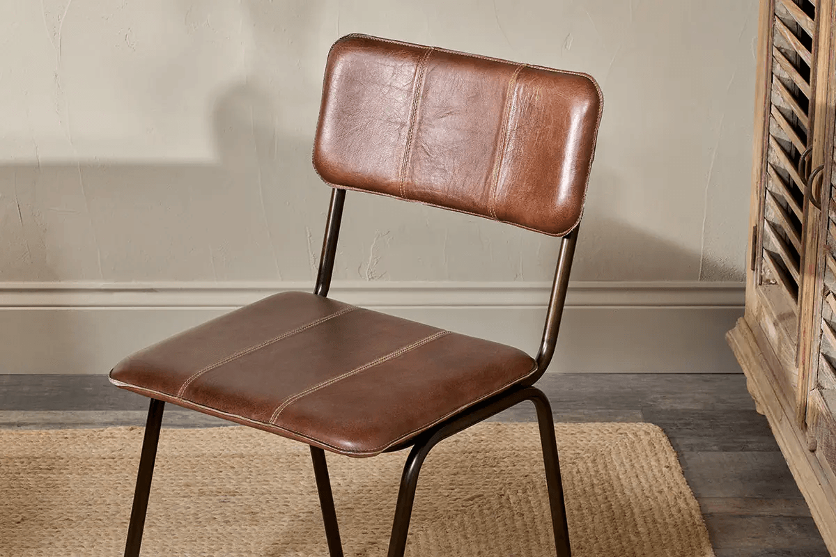 Nkuku - Ukari Leather Dining Chair - Chocolate Brown