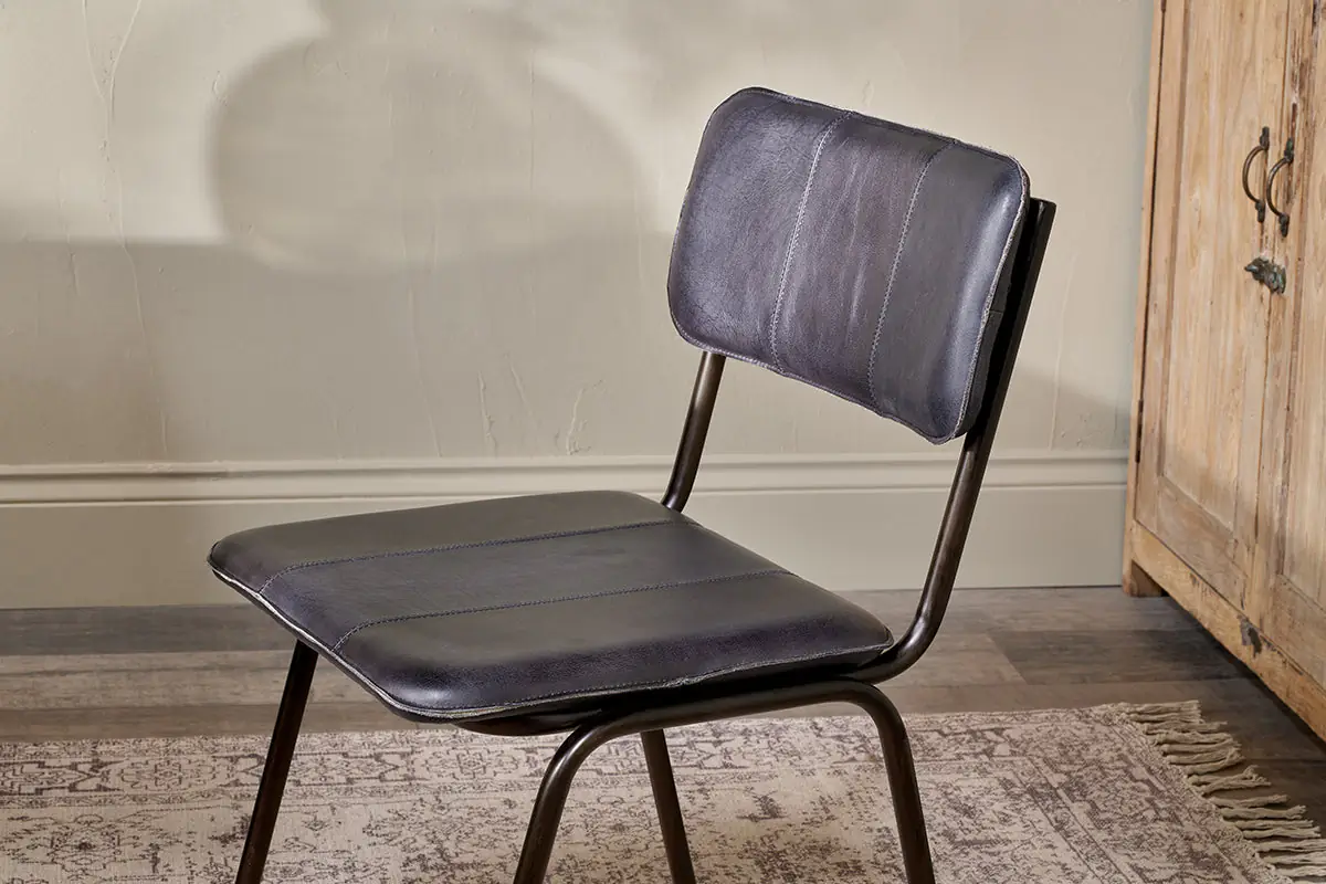 Nkuku - Ukari Leather Dining Chair - Aged Black