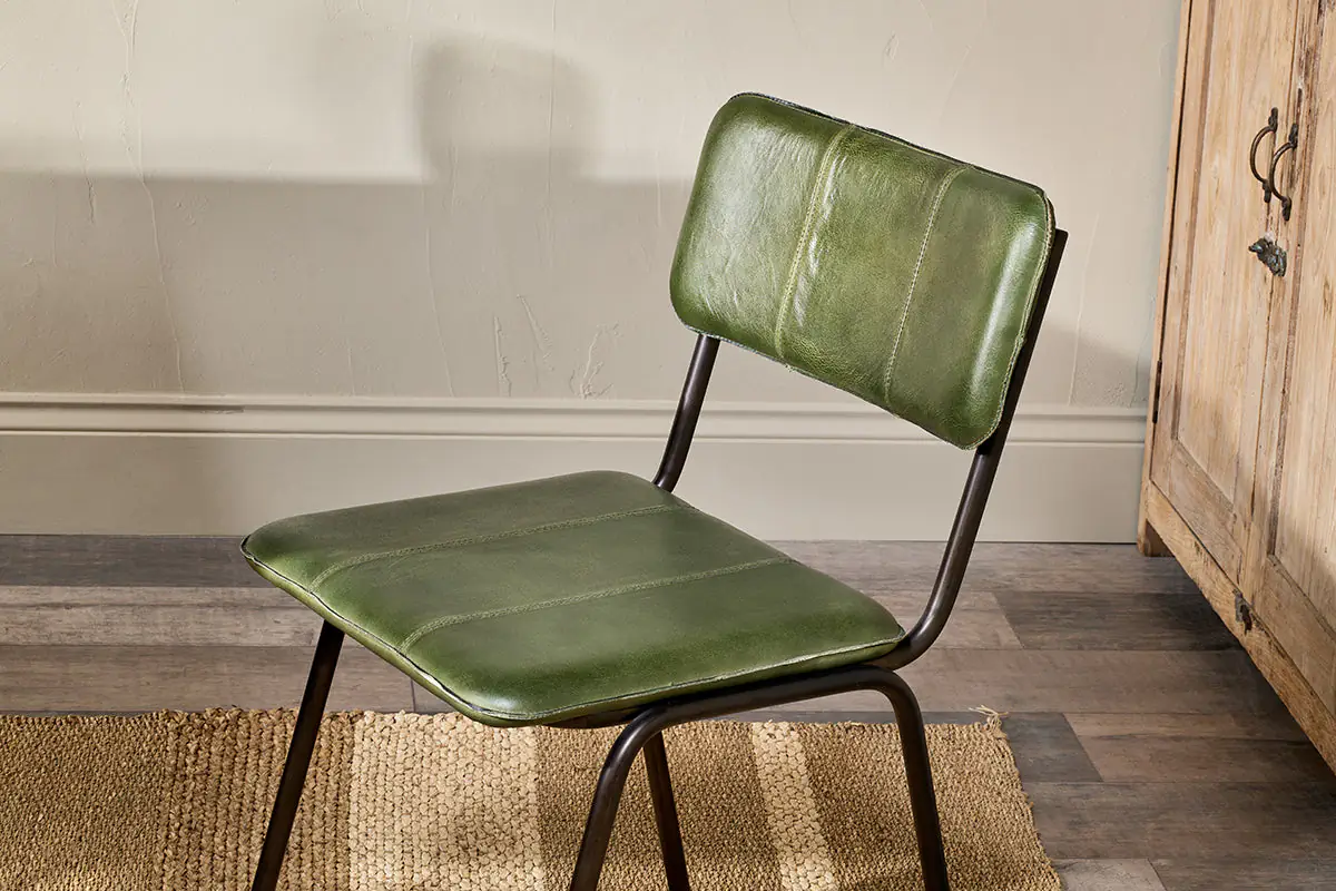 Nkuku - Ukari Leather Dining Chair - Rich Green