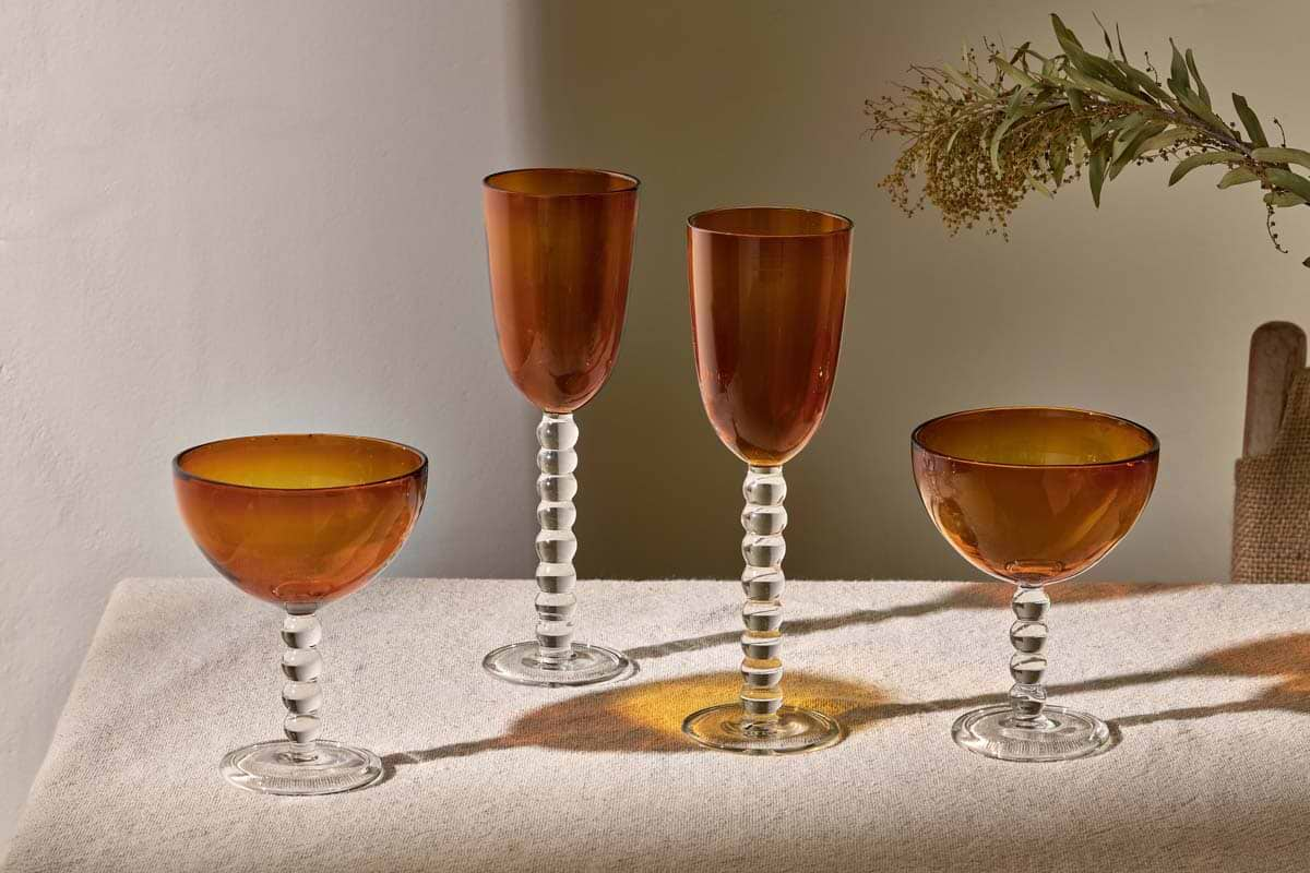 Nkuku - Thimma Wine Glass - Amber (Set of 2)