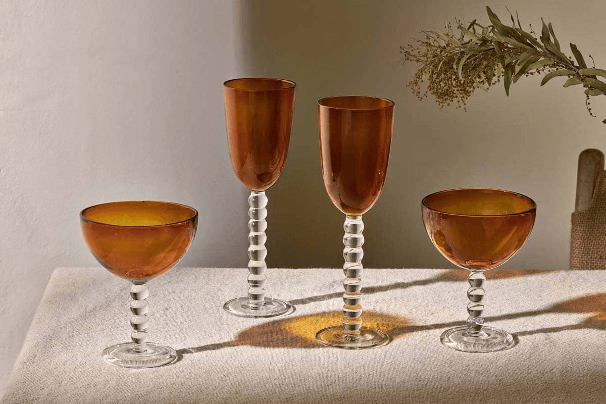 Nkuku - Thimma Wine Glass - Amber (Set of 2)