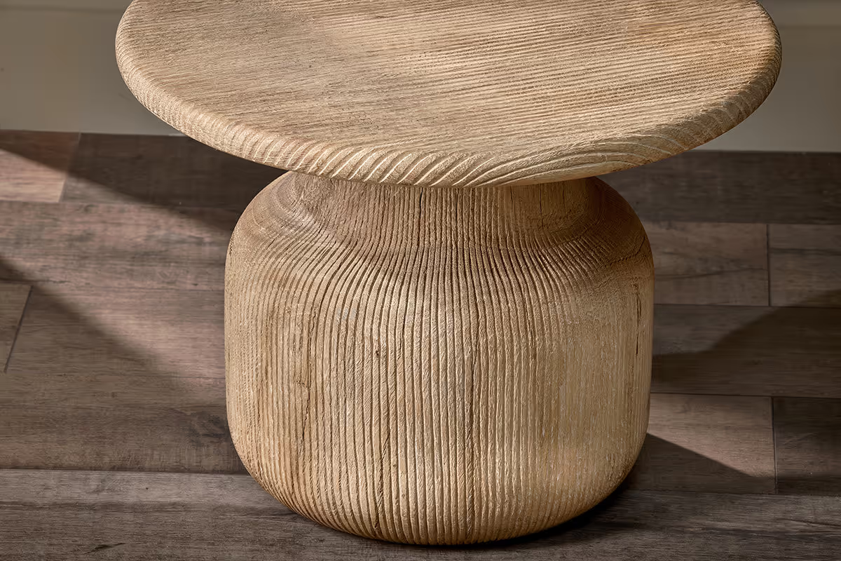 Nkuku - Vivan Grooved Wood Side Table