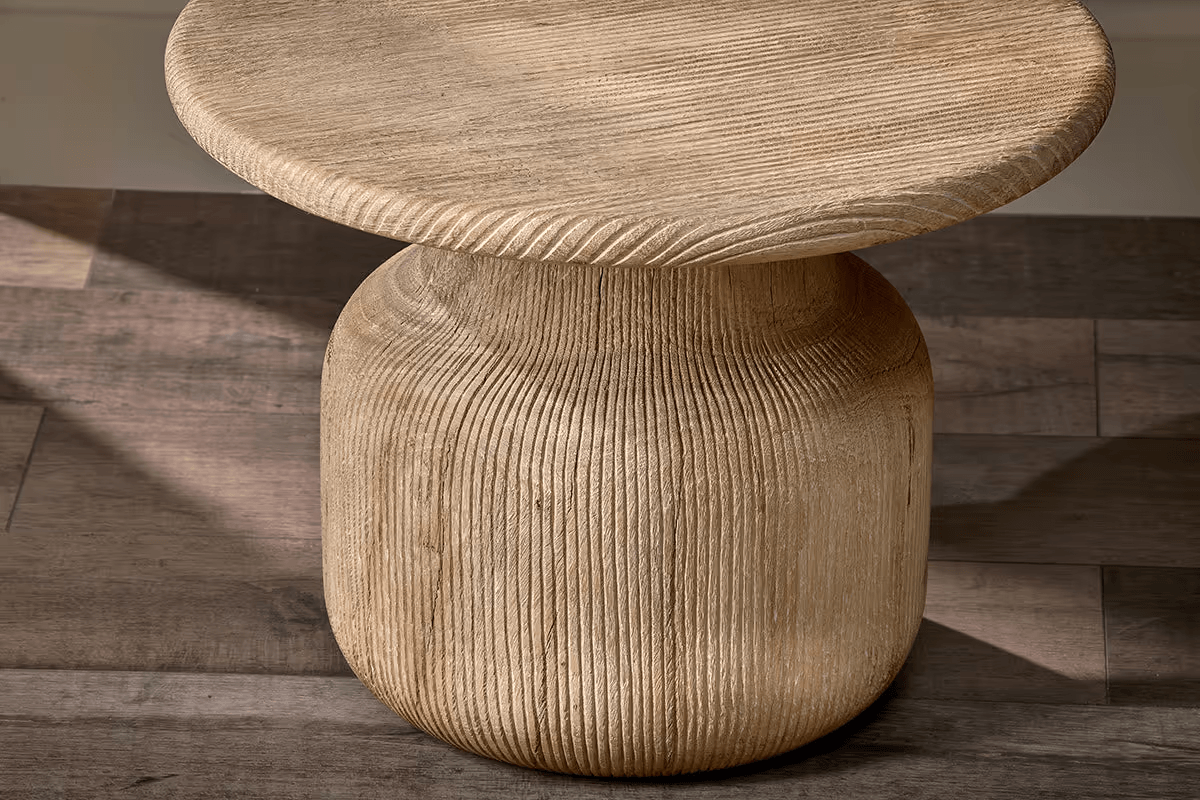 Nkuku - Vivan Grooved Wood Side Table
