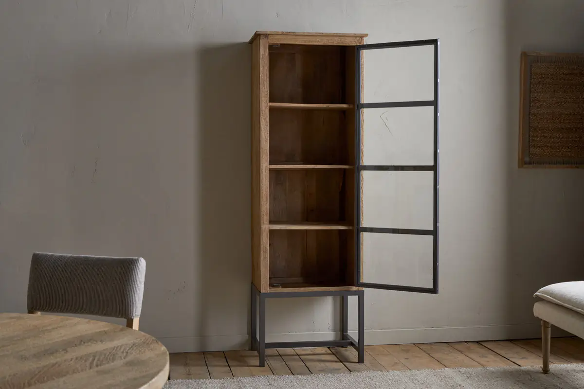 Nkuku - Nirvi Mango Wood & Iron Tall Cabinet - Black