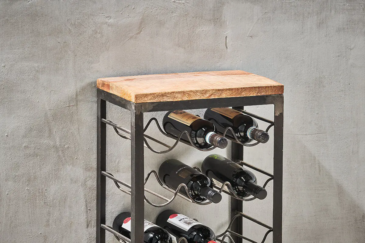 Nkuku - Obra Industrial Wine Rack - Mango Wood & Iron - Small