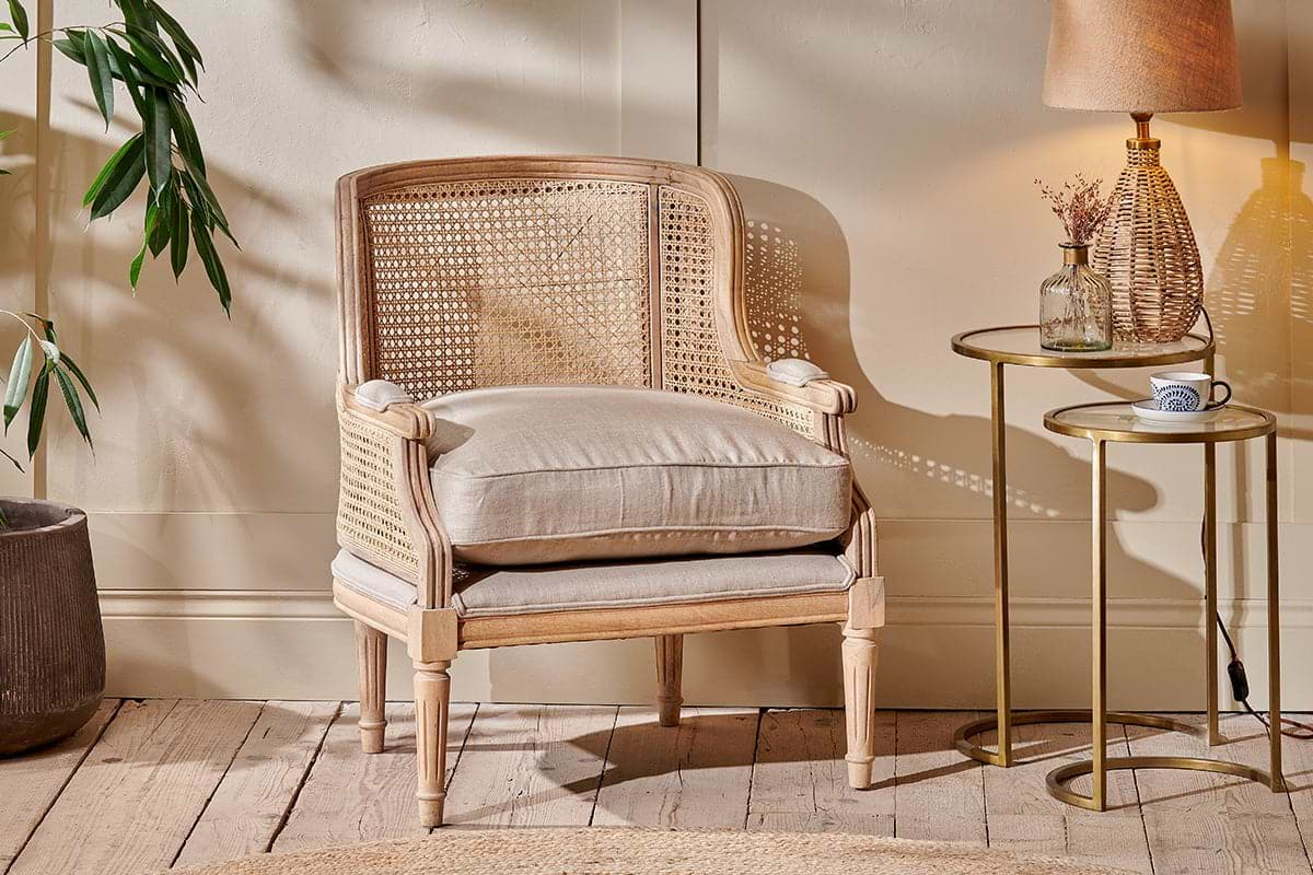 Nkuku - Kaziria Cane & Linen Armchair - Natural
