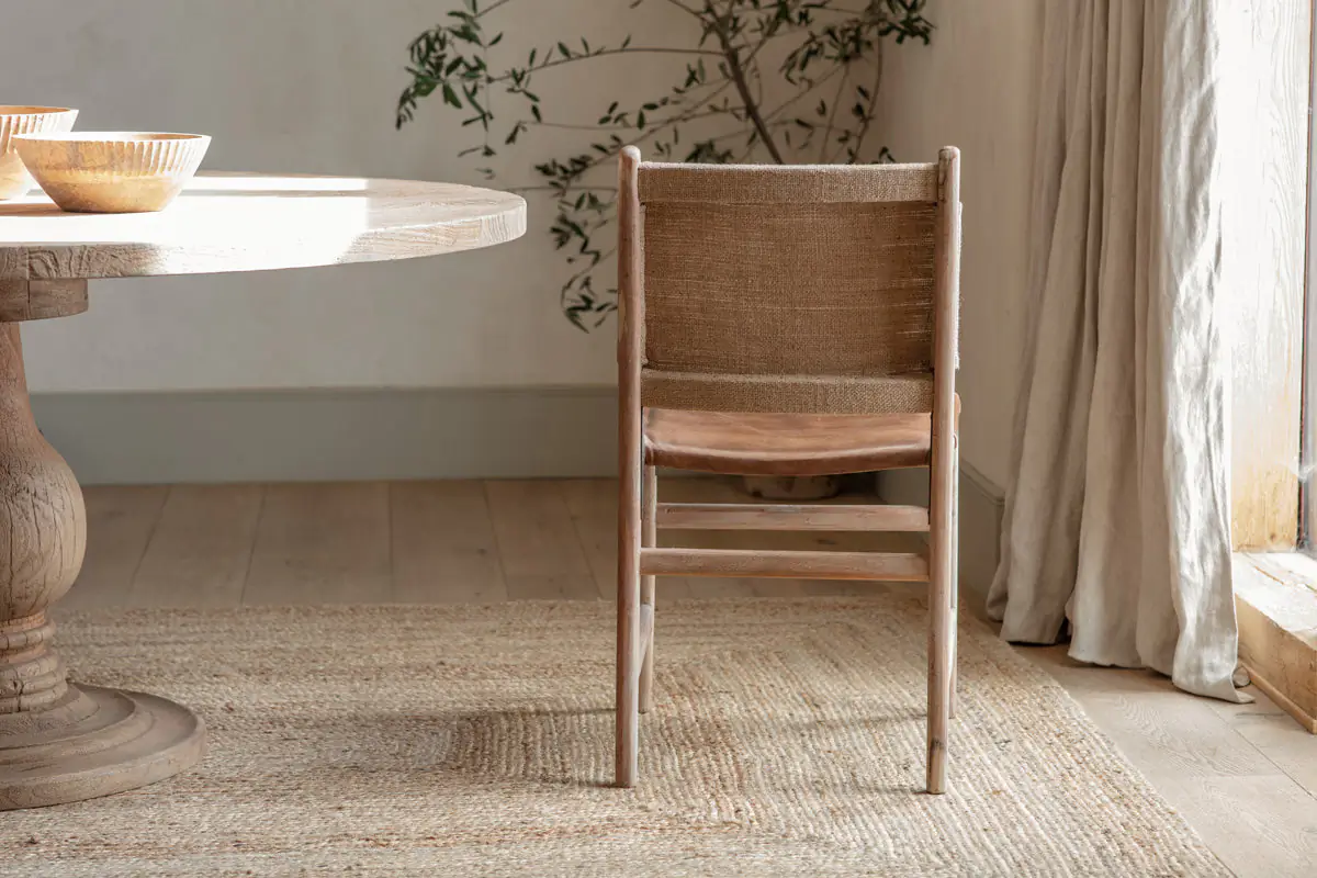Nkuku - Nayan Leather & Jute Dining Chair - Tan