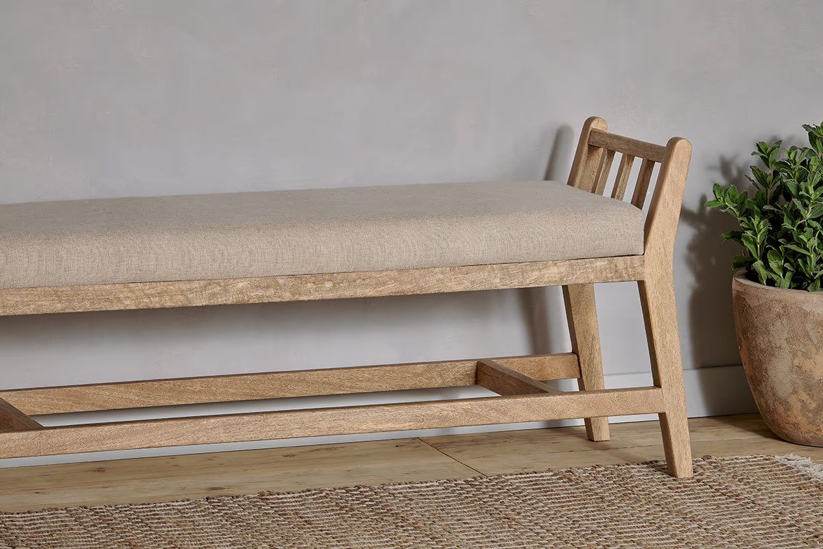 Nkuku - Avanthi Upholstered Sleigh Bench - Natural