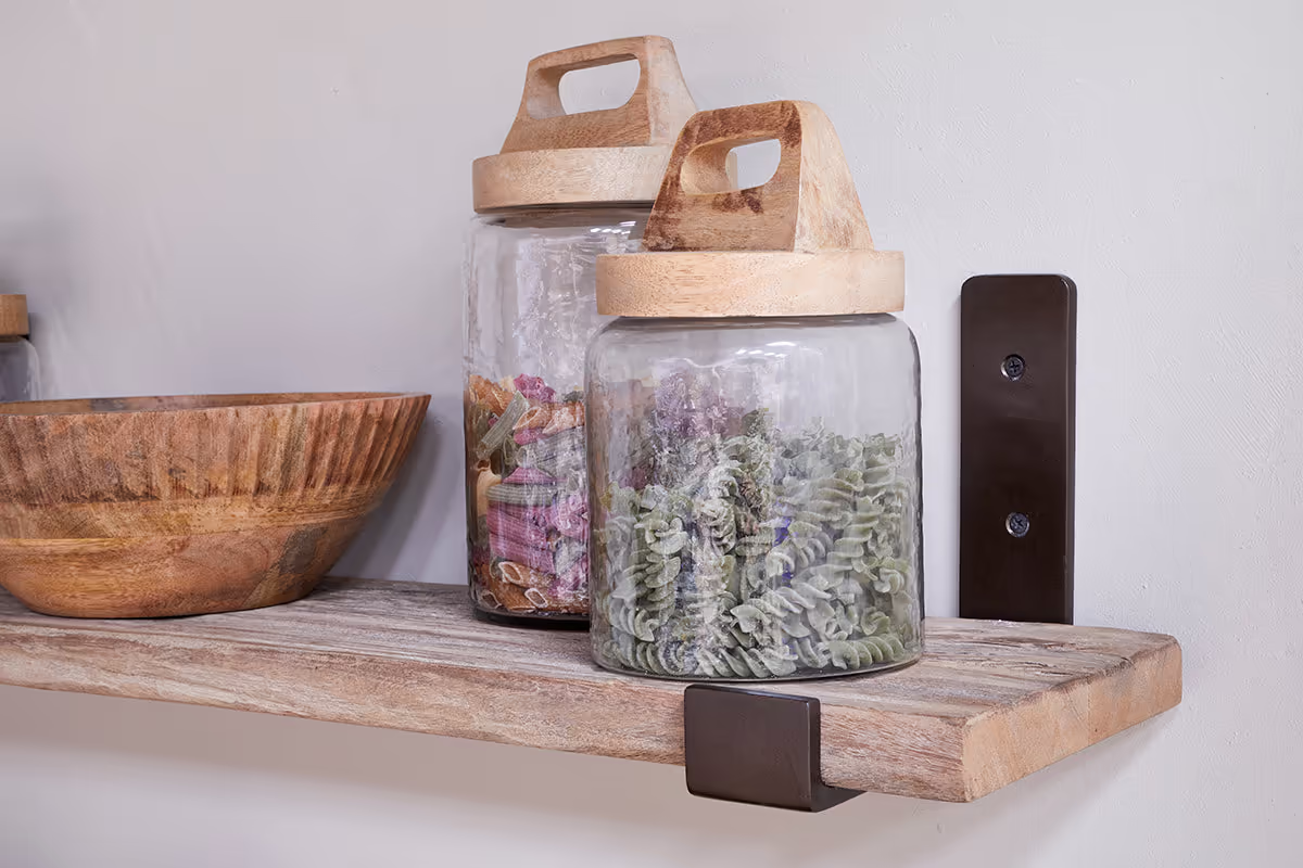 Nkuku - Ibo Reclaimed Wood & Iron Shelf - Natural - Large