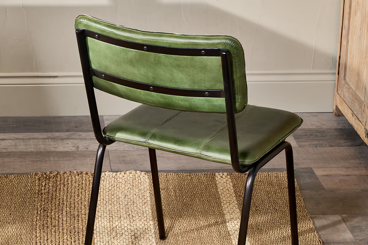 Nkuku - Ukari Leather Dining Chair - Rich Green
