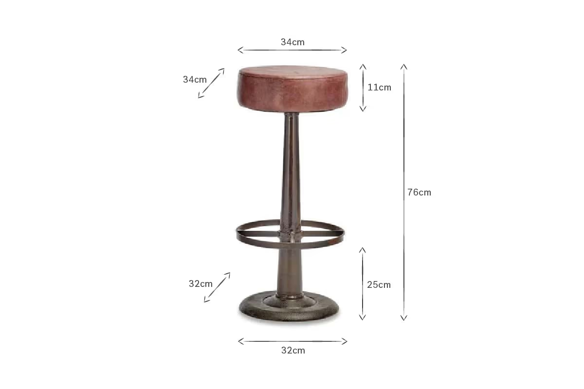 Nkuku - Narwana Leather Round Stool - Chocolate Brown