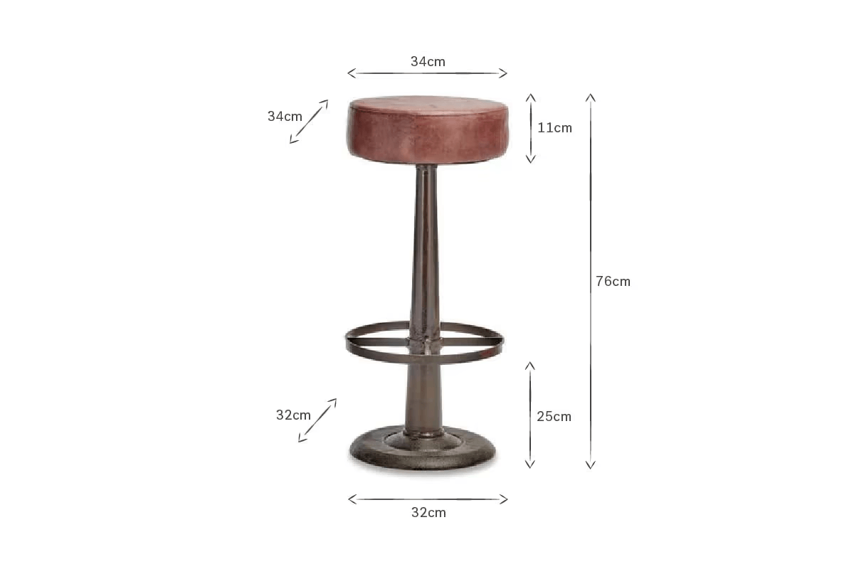 Nkuku - Narwana Leather Round Stool - Chocolate Brown