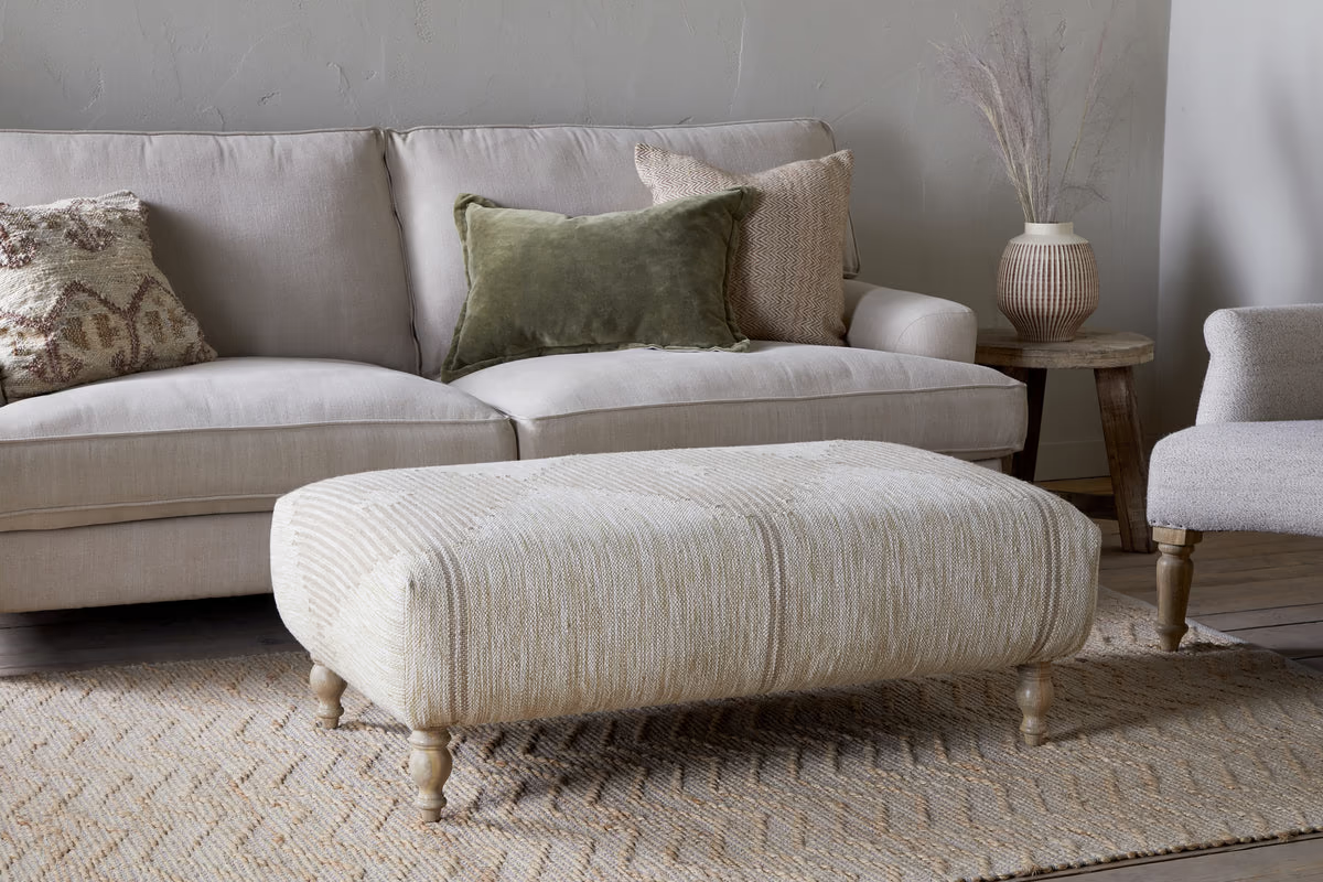 Nkuku - Aranya Upholstered Ottoman - Natural