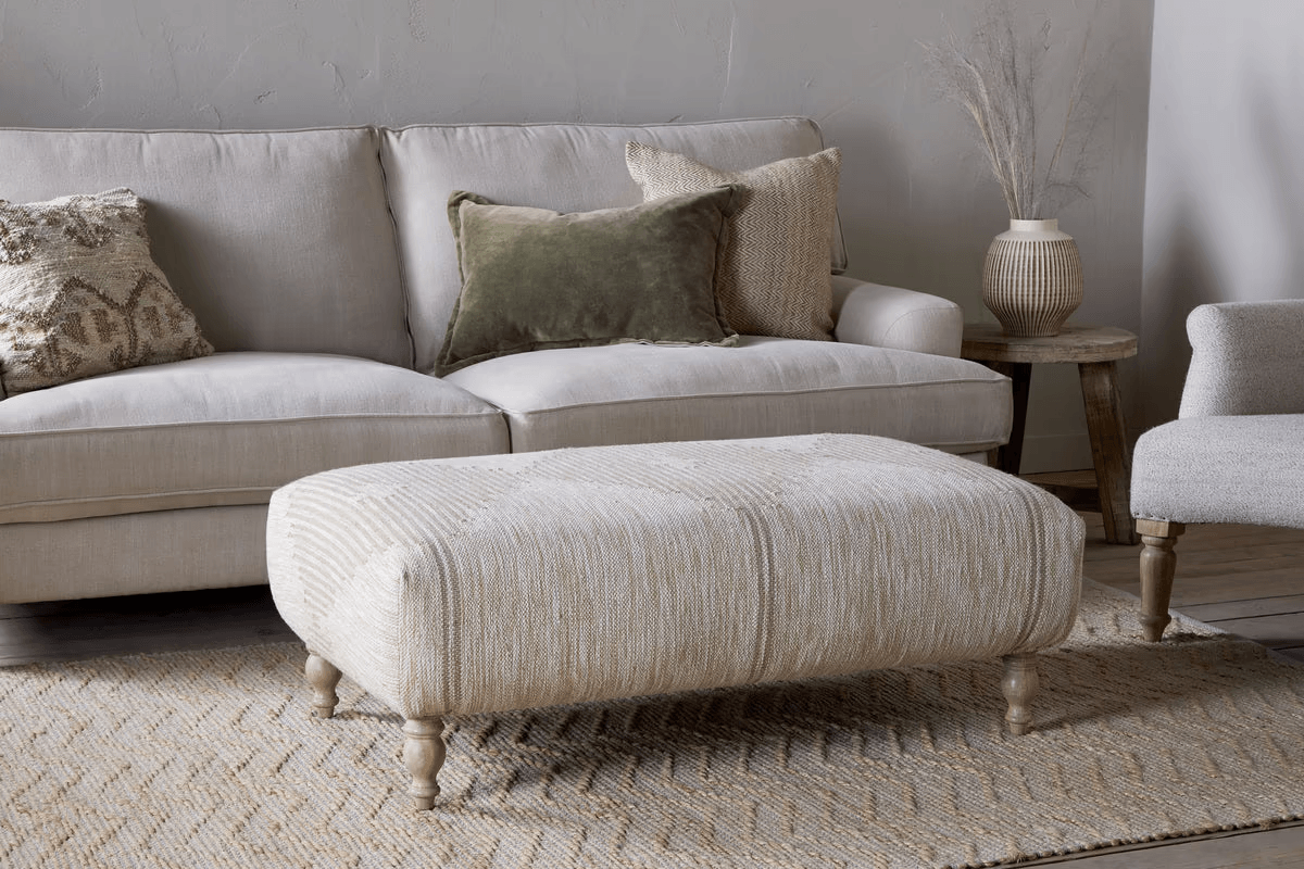Nkuku - Aranya Upholstered Ottoman - Natural