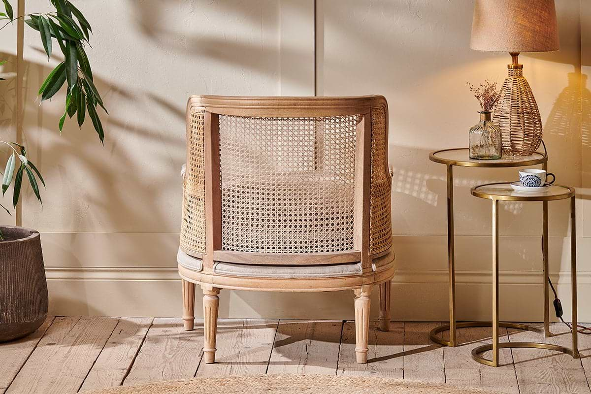Nkuku - Kaziria Cane & Linen Armchair - Natural