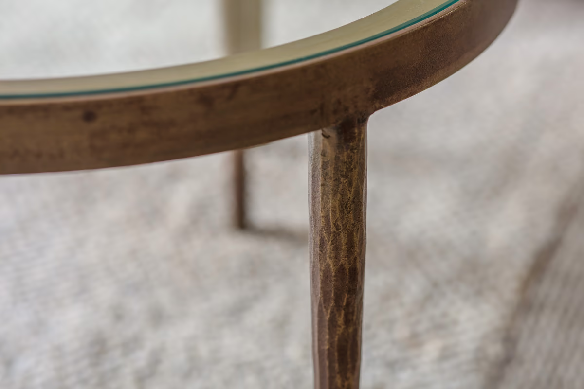 Nkuku - Jiya Iron & Glass Nested Coffee Tables - Brass