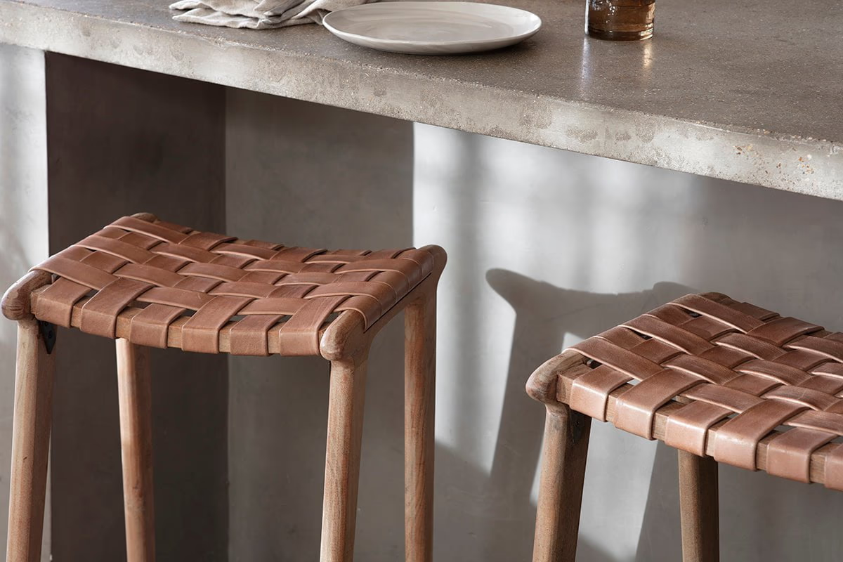 Nkuku - Adembi Woven Leather Counter Stool