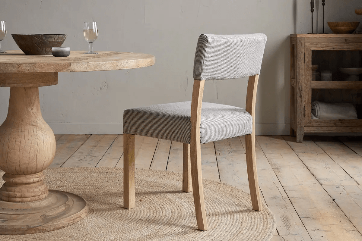 Nkuku - Nadeeka Linen Upholstered Dining Chair - Soft Grey
