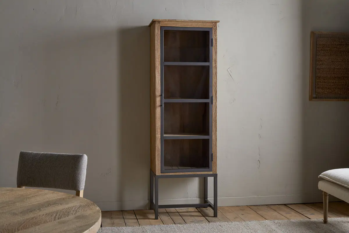 Nkuku - Nirvi Mango Wood & Iron Tall Cabinet - Black