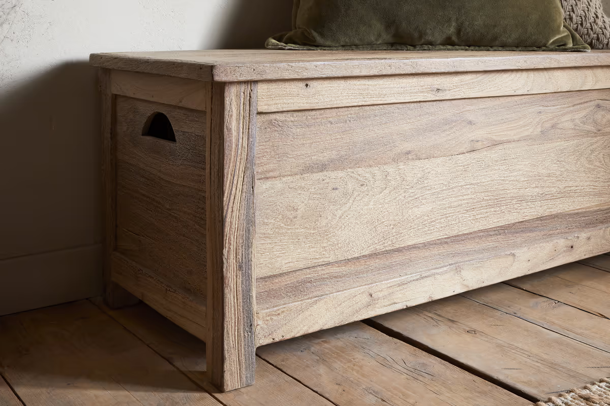 Nkuku - Karadi Reclaimed Wood Storage Bench - Natural