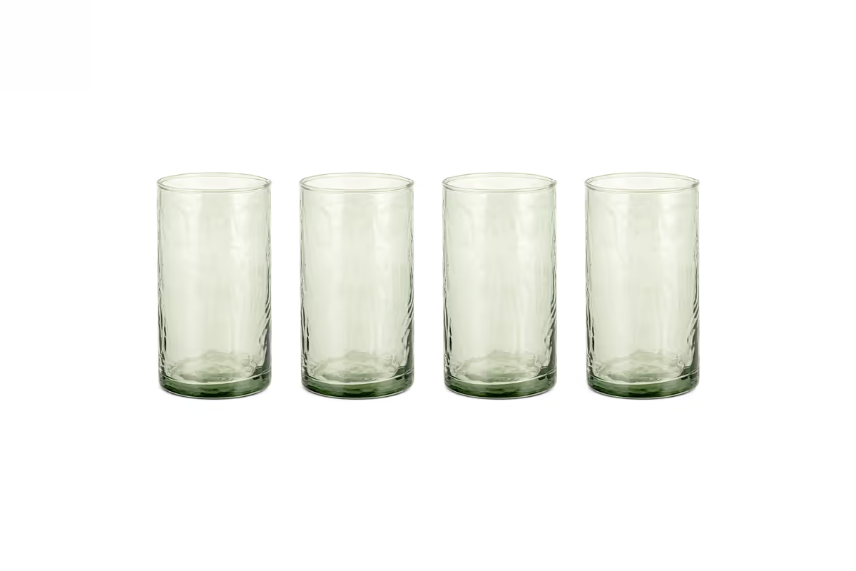 Nkuku - Yala Hammered Highball - Sage Green (Set of 4)