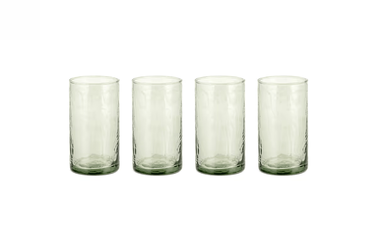 Nkuku - Yala Hammered Highball - Sage Green (Set of 4)