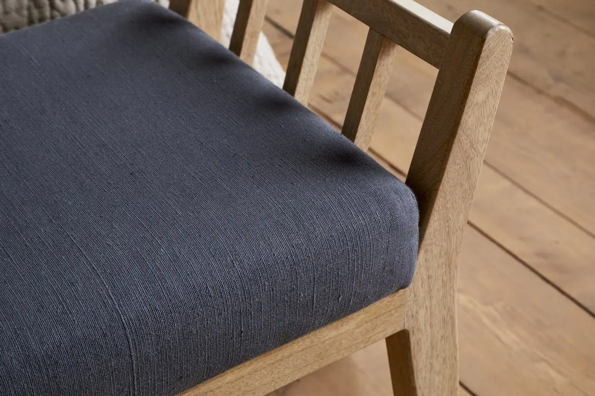 Nkuku - Avanthi Upholstered Sleigh Bench - Charcoal