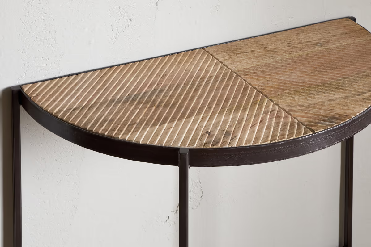Nkuku - Aasha Mango Wood Half Moon Console Table - Natural