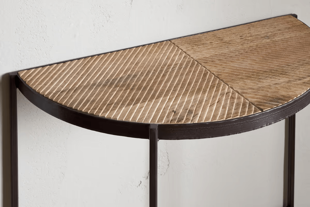 Nkuku - Aasha Mango Wood Half Moon Console Table - Natural