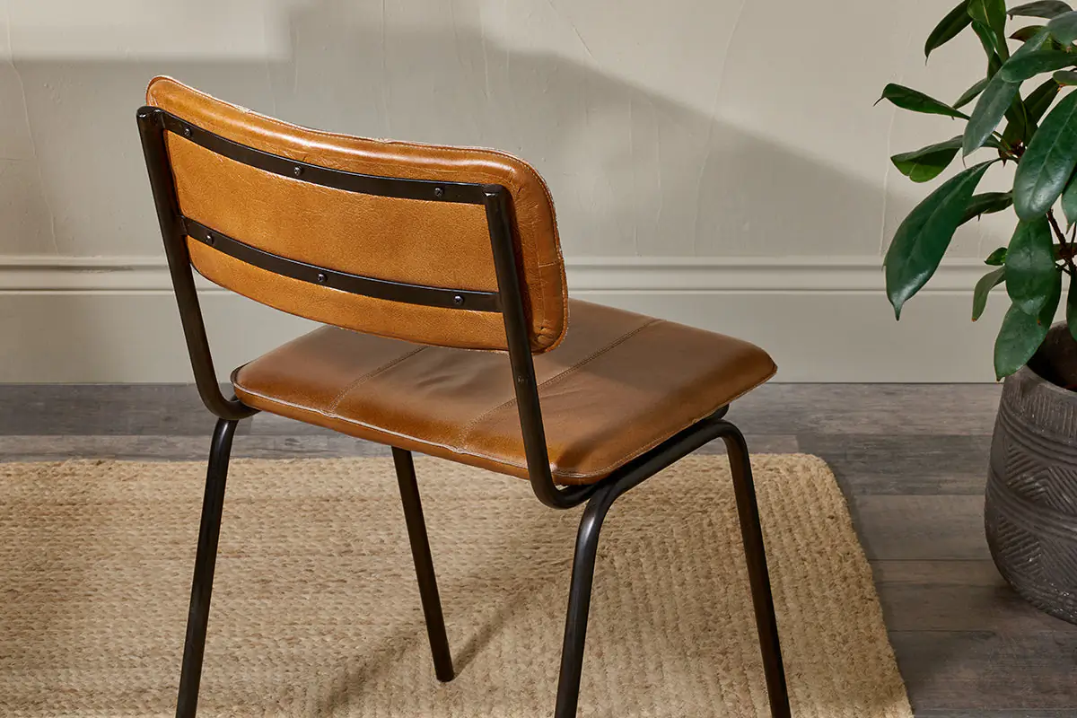 Nkuku - Ukari Leather Dining Chair - Aged Tan