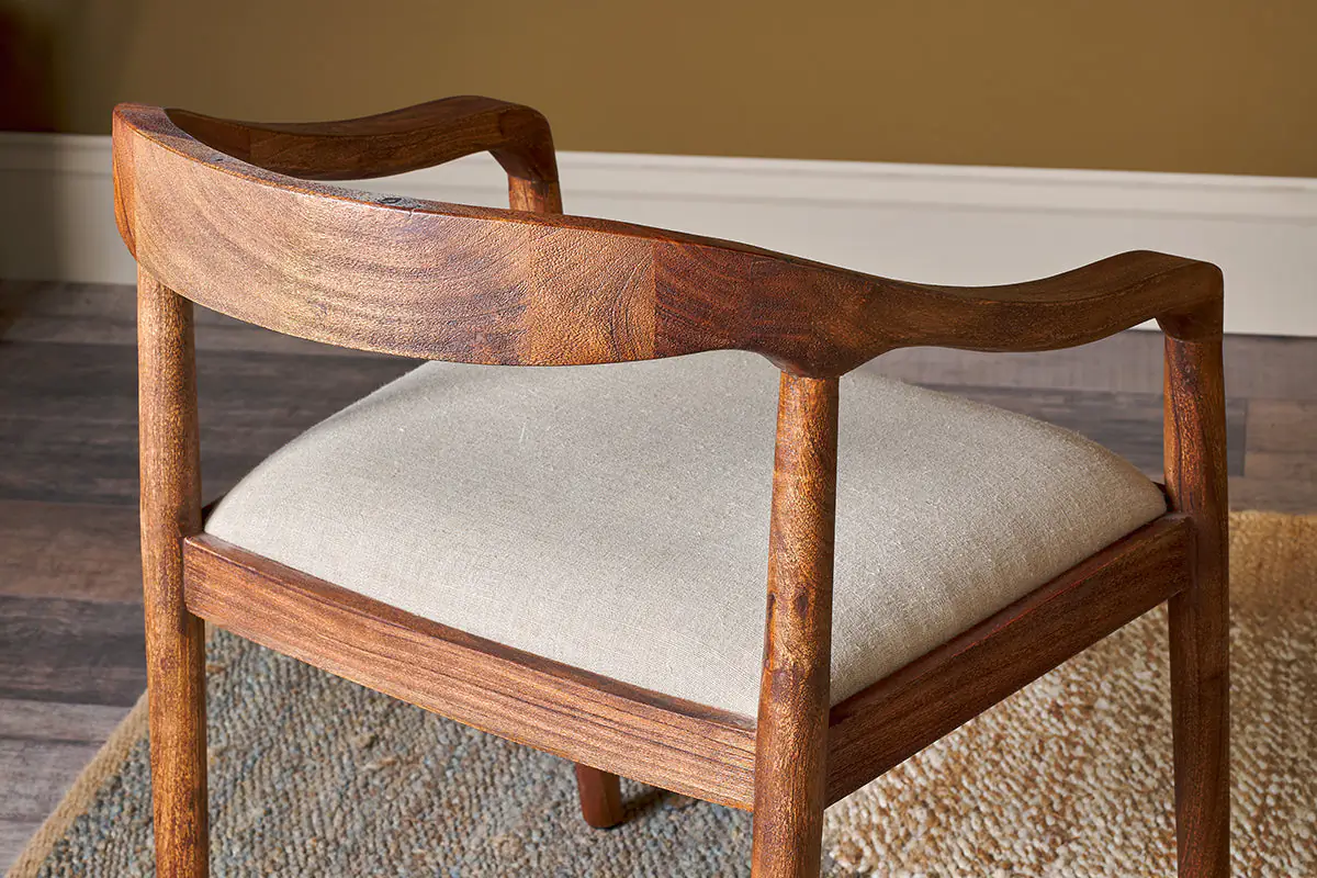 Nkuku - Anbu Acacia Upholstered Dining Chair - Washed Walnut