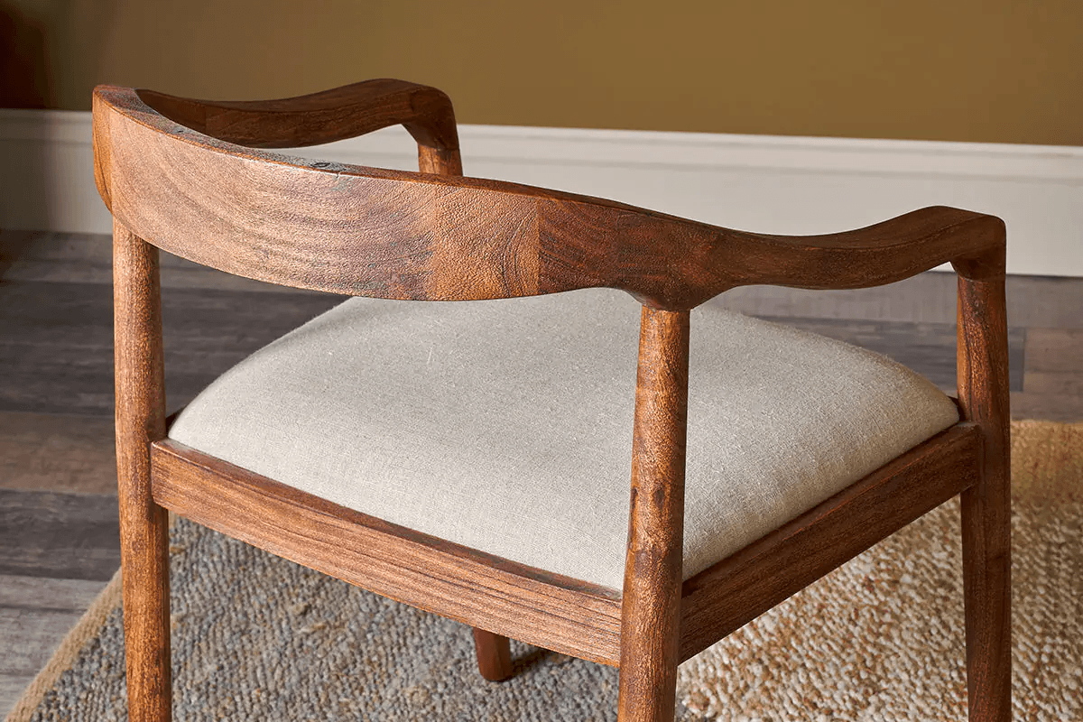 Nkuku - Anbu Acacia Upholstered Dining Chair - Washed Walnut