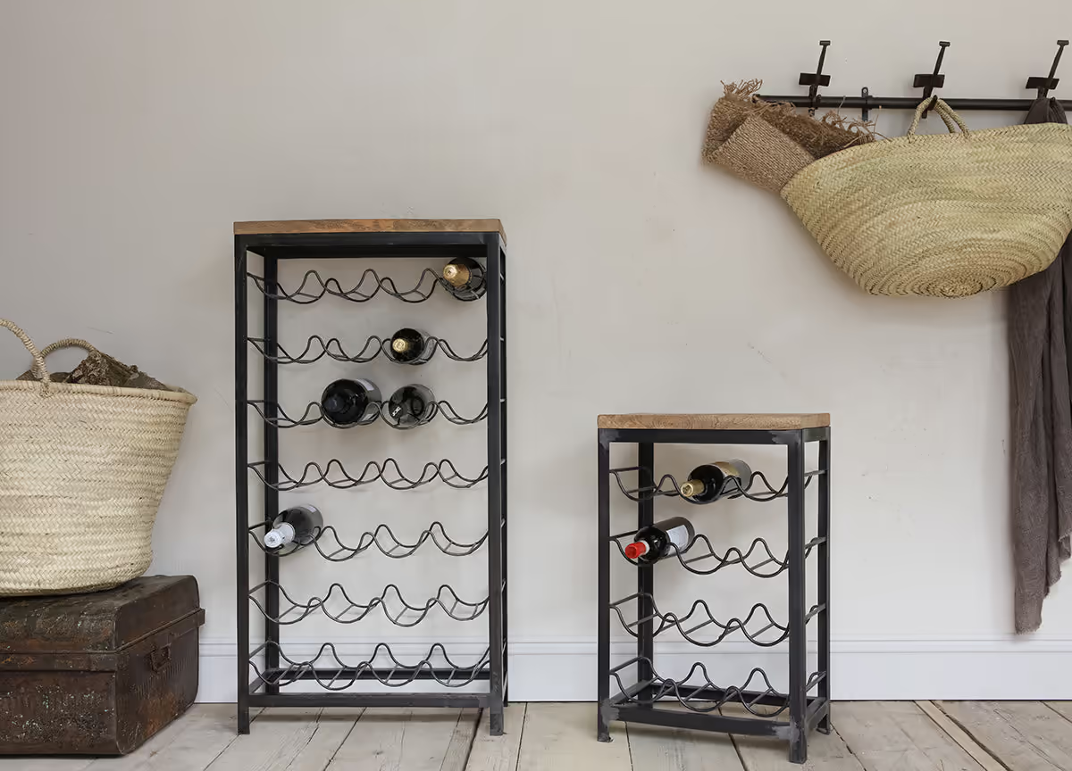 Nkuku - Obra Industrial Wine Rack - Mango Wood & Iron - Small