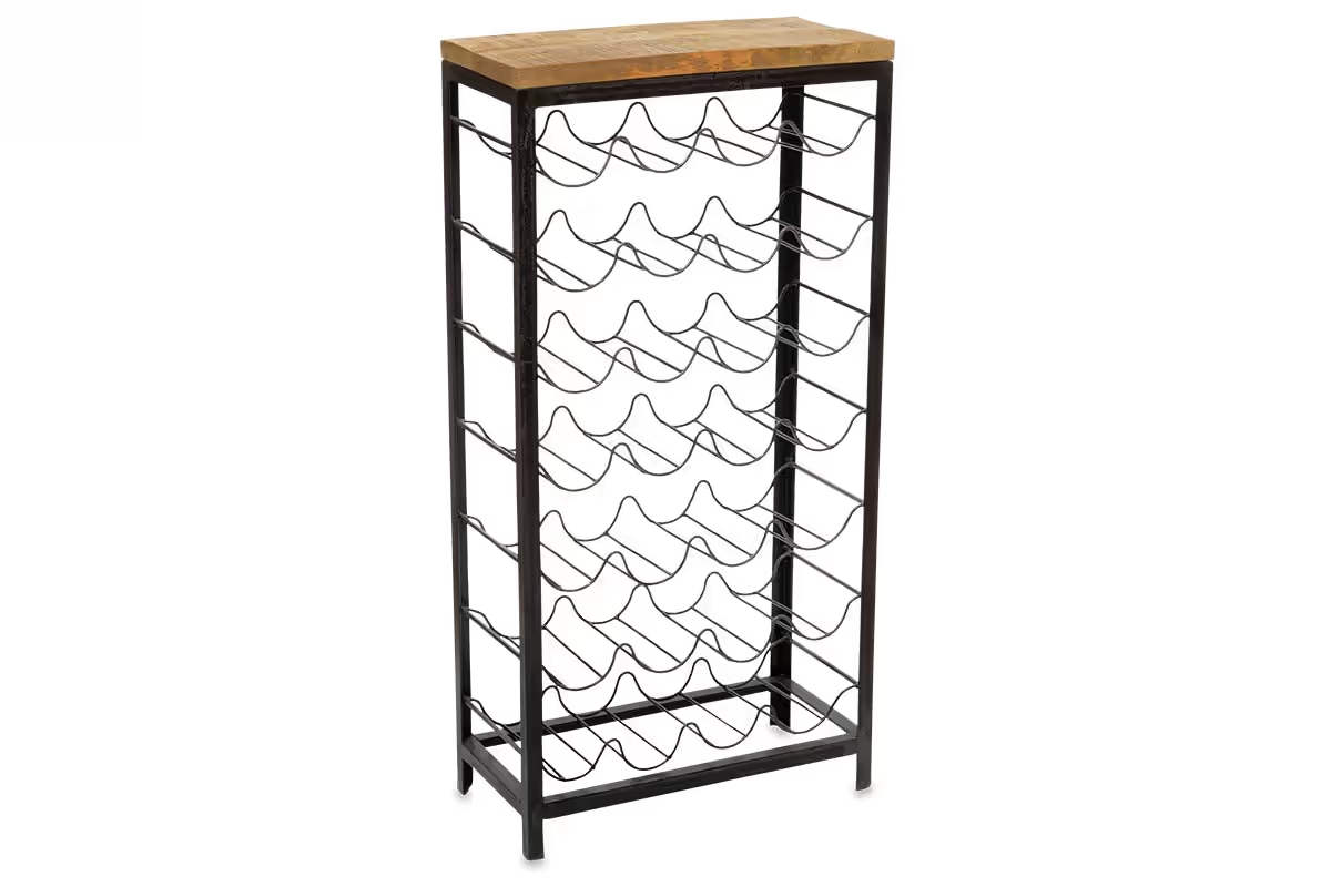 Nkuku - Obra Industrial Wine Rack - Mango Wood & Iron - Large