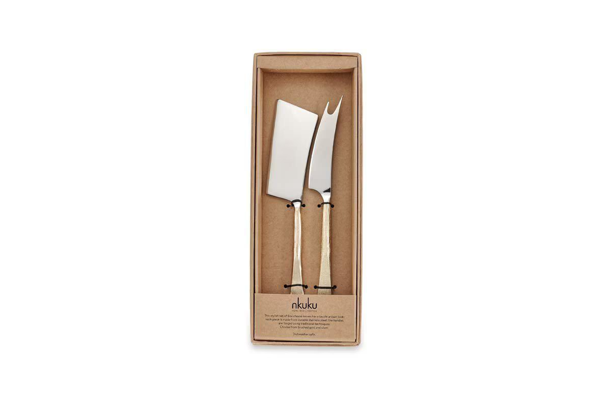 Nkuku - Ena Cheese Knife Set - Brushed Gold (Set of 2)