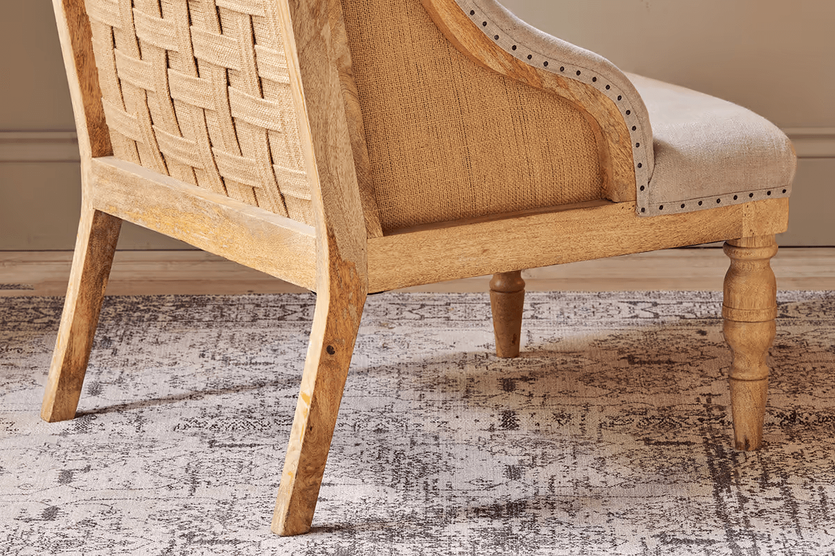 Nkuku - Elbu Deconstructed Linen Armchair - Stone