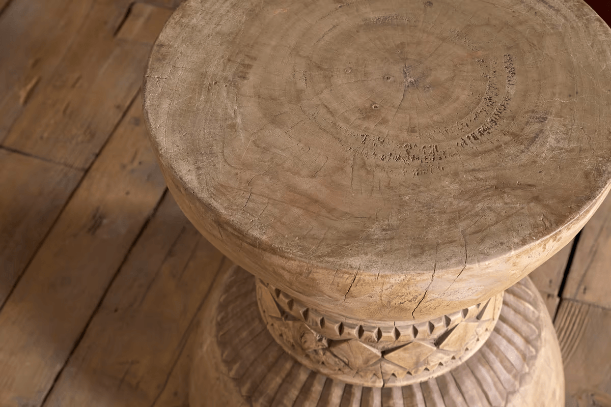 Nkuku - Taru Carved Side Table - Natural