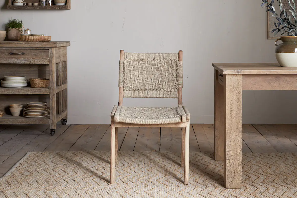 Nkuku - Vinay Woven Armless Dining Chair - Natural